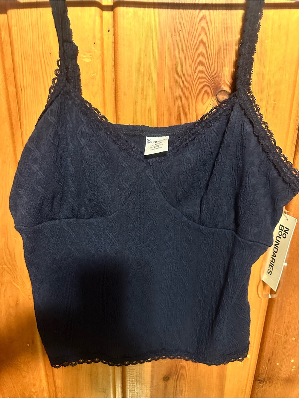 No Boundaries Dark Blue Lace Trim Cami